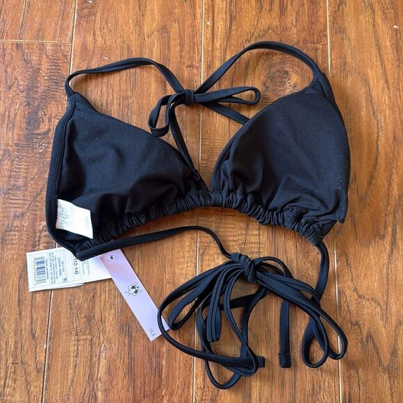 NWT Wild Fable Large (12-14) Solid Black Triangle Wrap Bikini Swim Top - Picture 5 of 8